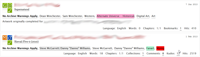 AO3: Highlight Tags Screenshot
